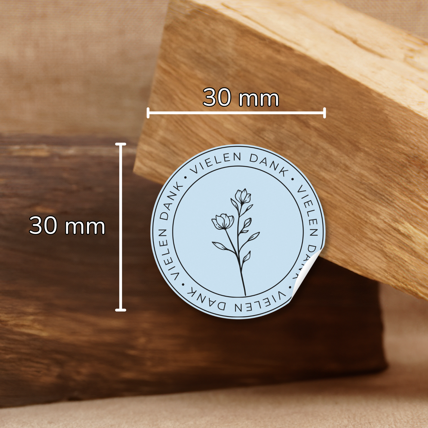 Runde Aufkleber / Vielen Dank Blau
