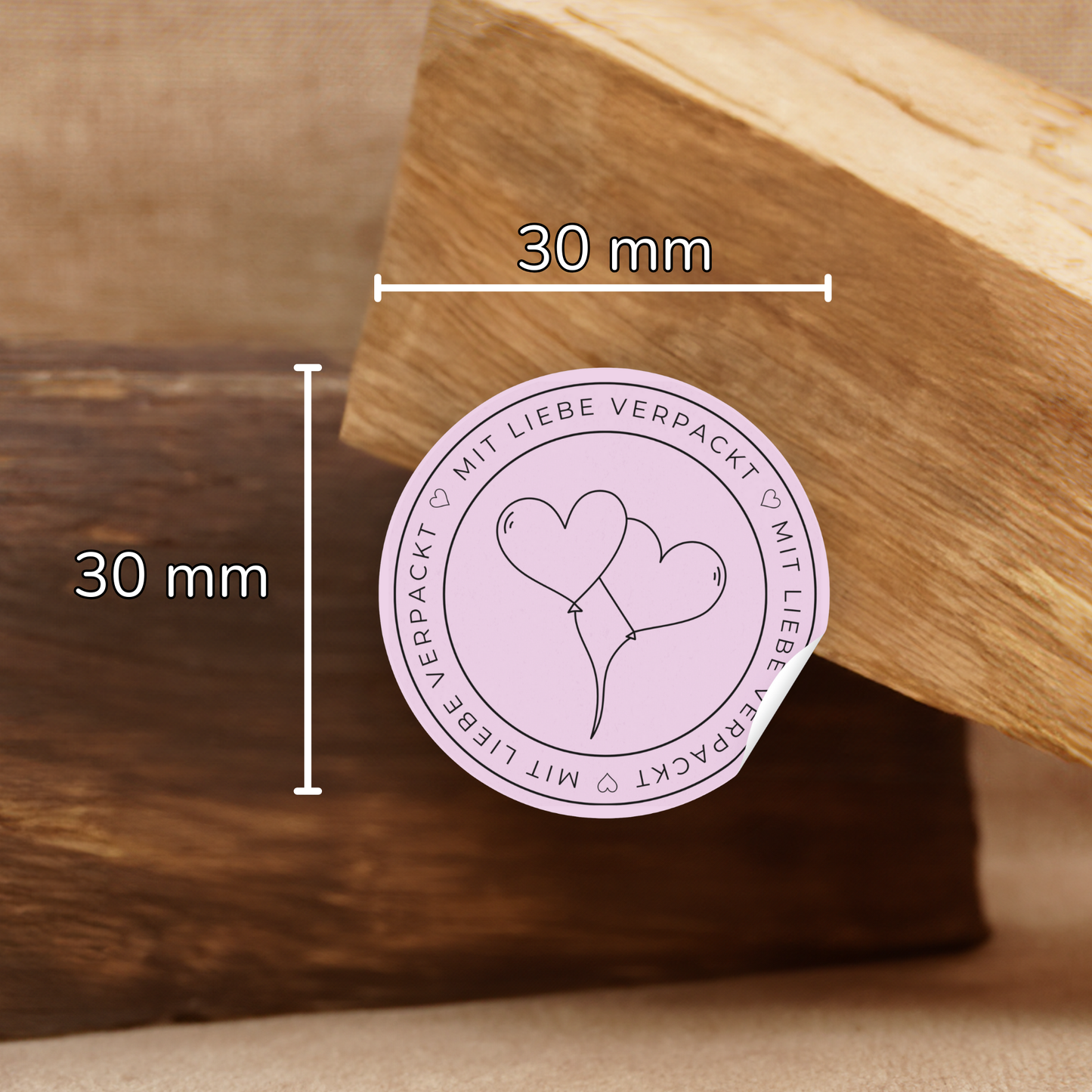 Runde Aufkleber / Mit liebe verpackt