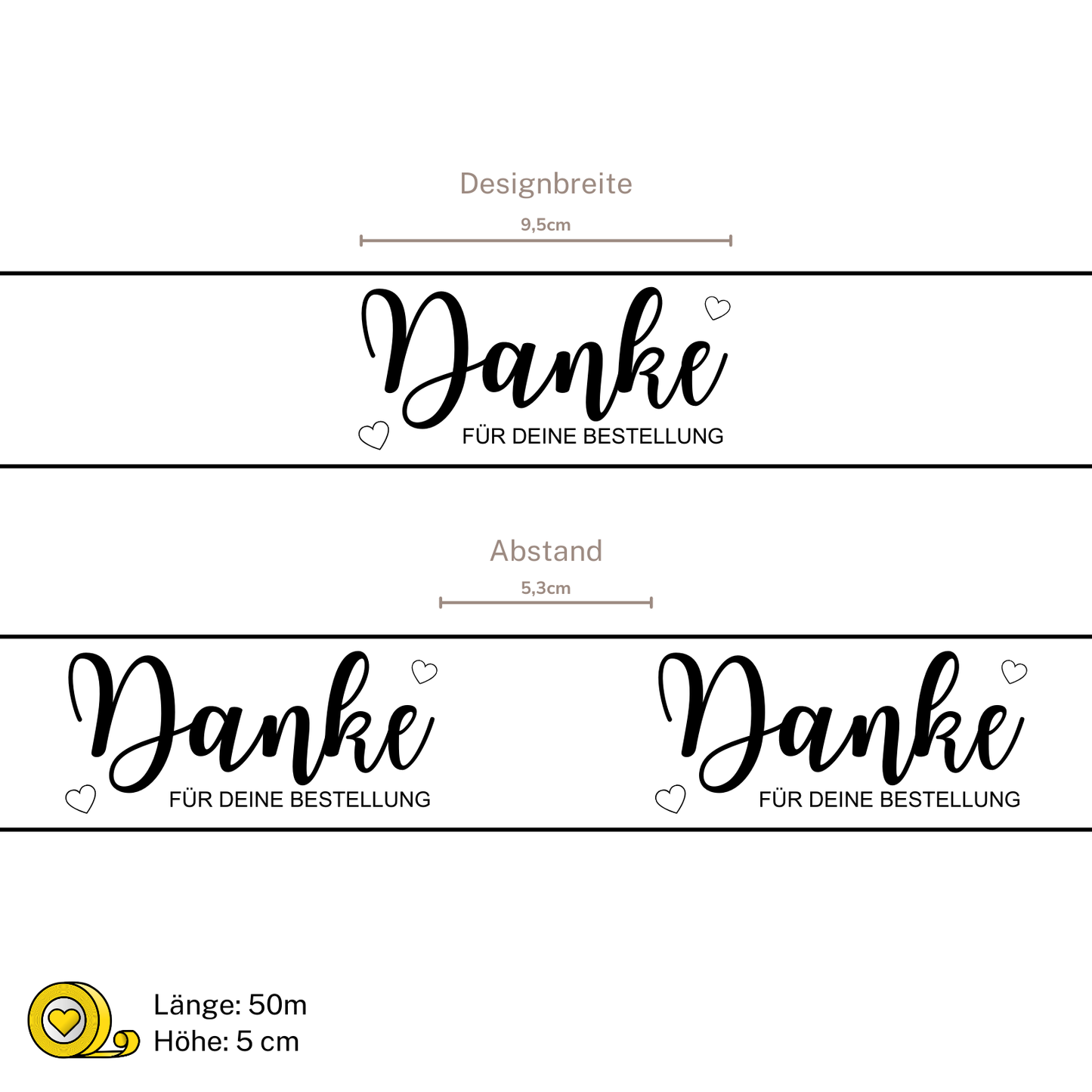 Persönliches Papierklebeband |"Danke" | 50m