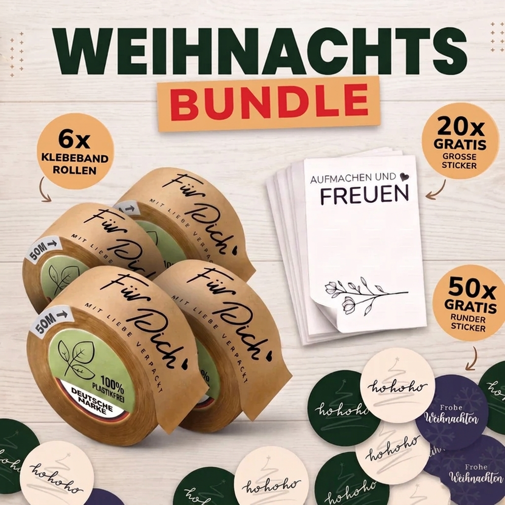 Weihnachtsbundle: Persönliche Paketbänder und 100% kostenlose Aufkleber