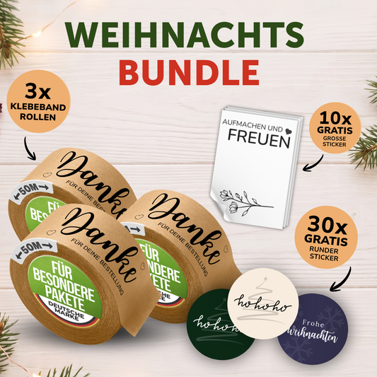 Weihnachtsbundle: Persönliche Paketbänder und 100% kostenlose Aufkleber