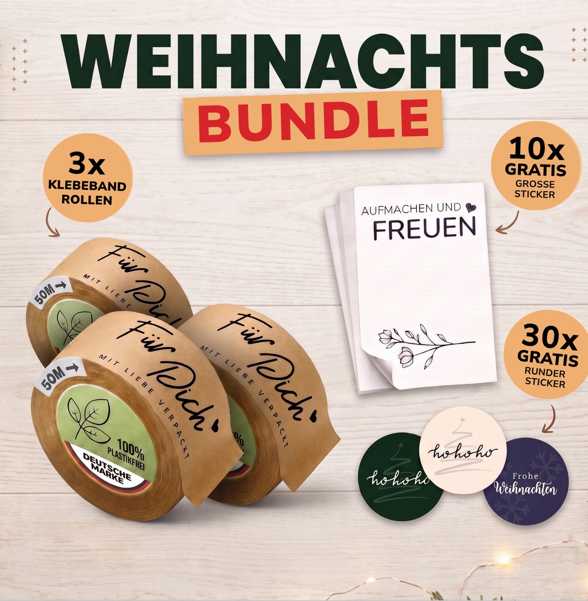 Weihnachts-Bundle, Paketbänder & Aufkleber