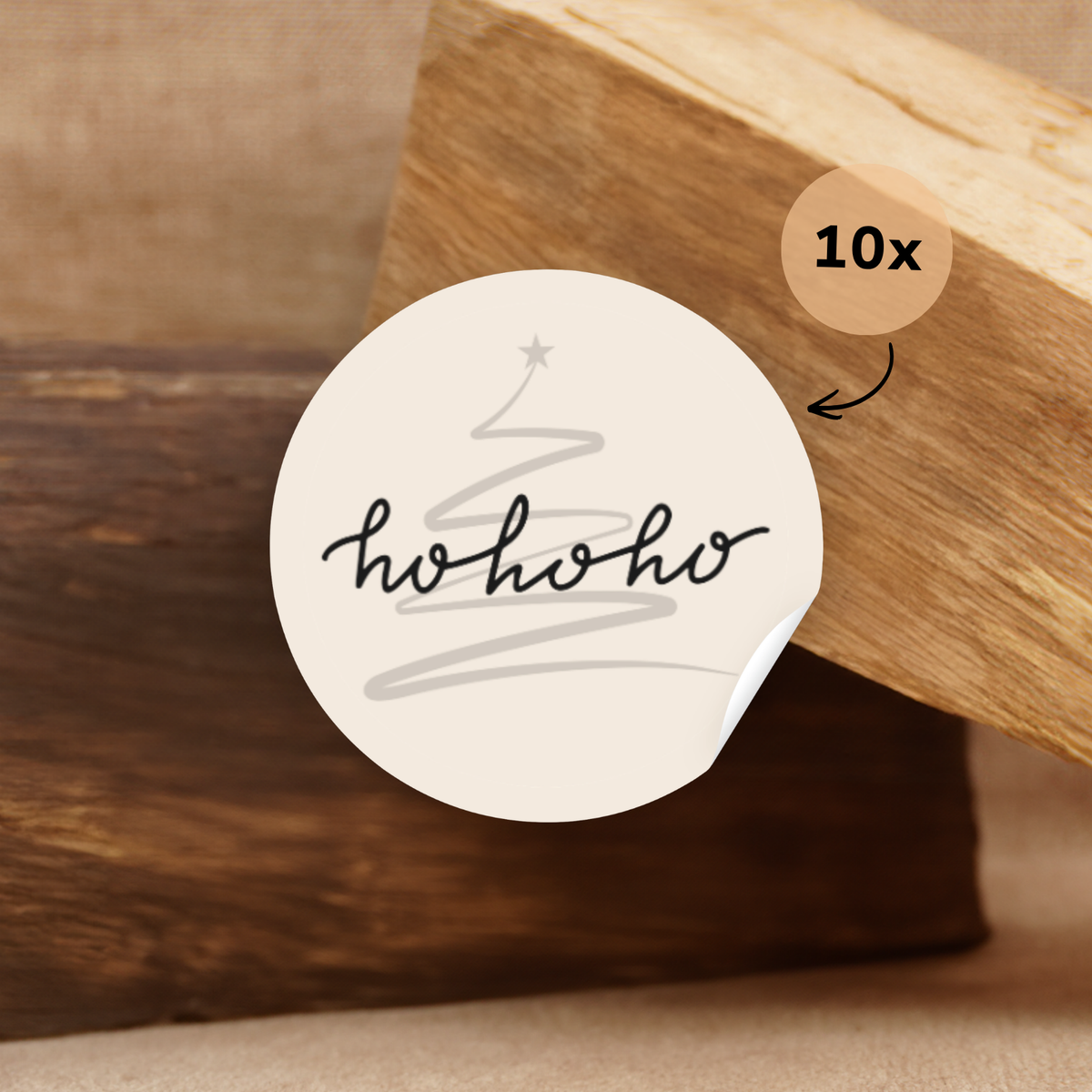 Weihnachtsaufkleber / Hohoho (Beige)