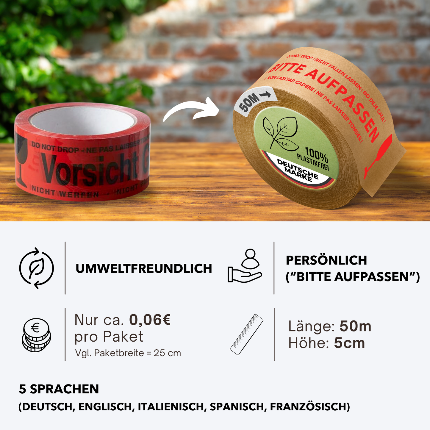 Persönliches Papierklebeband |"Bitte aufpassen" | 50m
